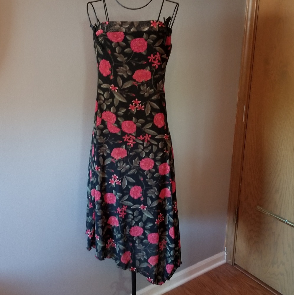 Strapless floral cocktail dress